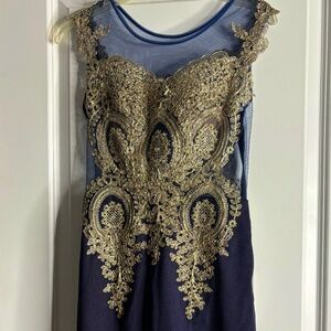 Navy Blue and Gold BabyOnline Dress Size Small